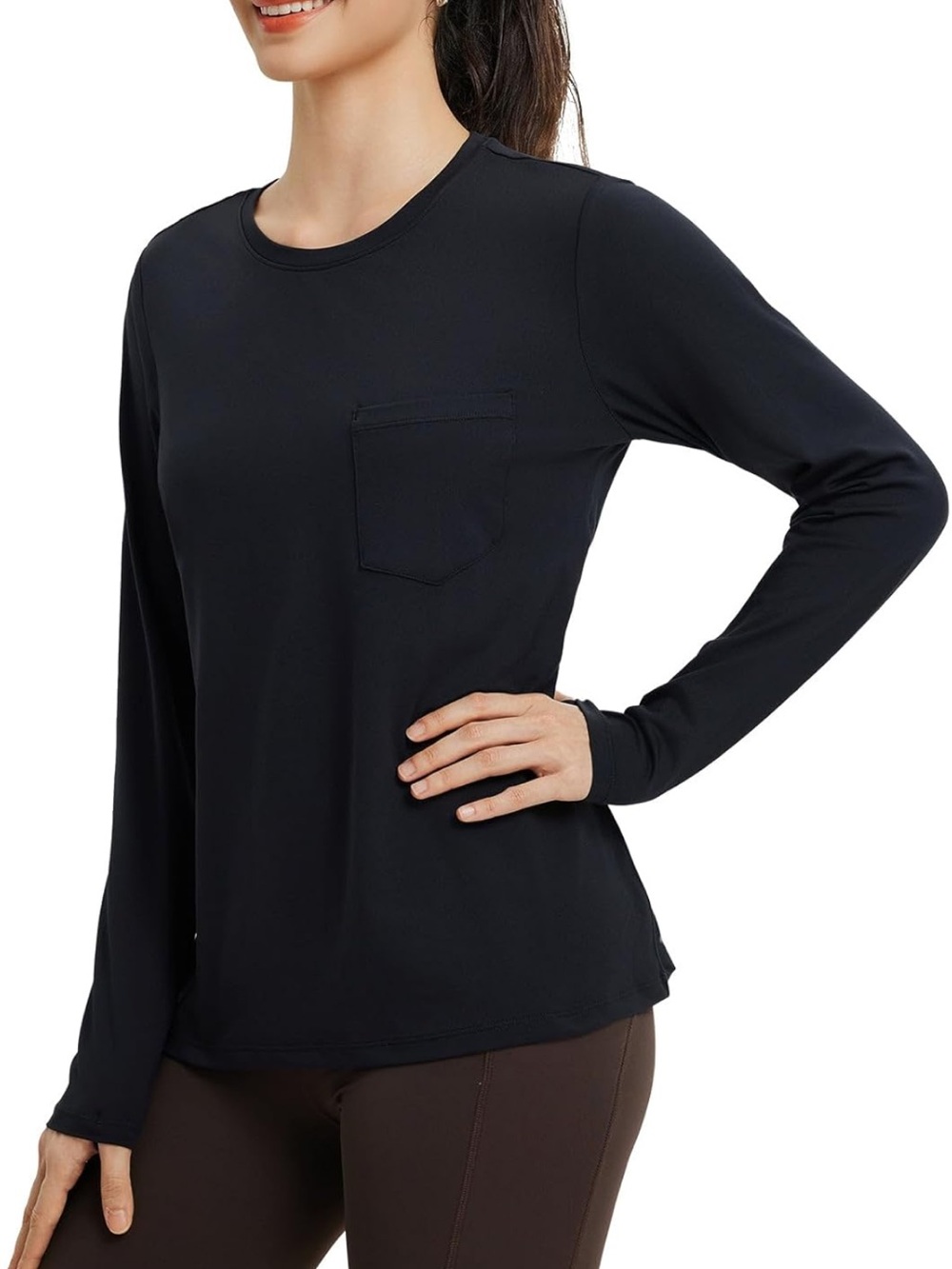 NWT Baleaf Long Sleeve Workout Shirt Activewear Moisture Wicking Solid Black M